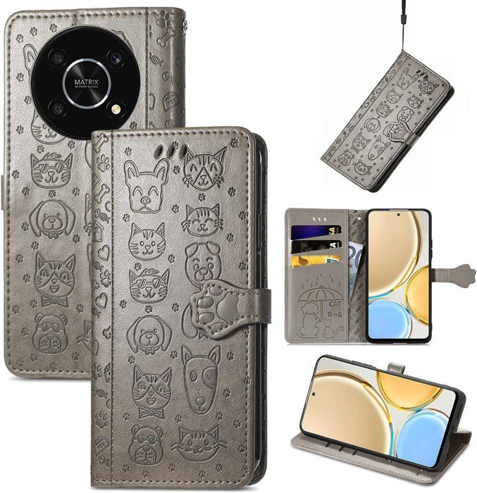 Étui Pour Honor 400 Lite Coque En TPU Antichoc Portefeuille En Cuir Bicante Durable Livre De Couverture Pliable Foxdock Marron