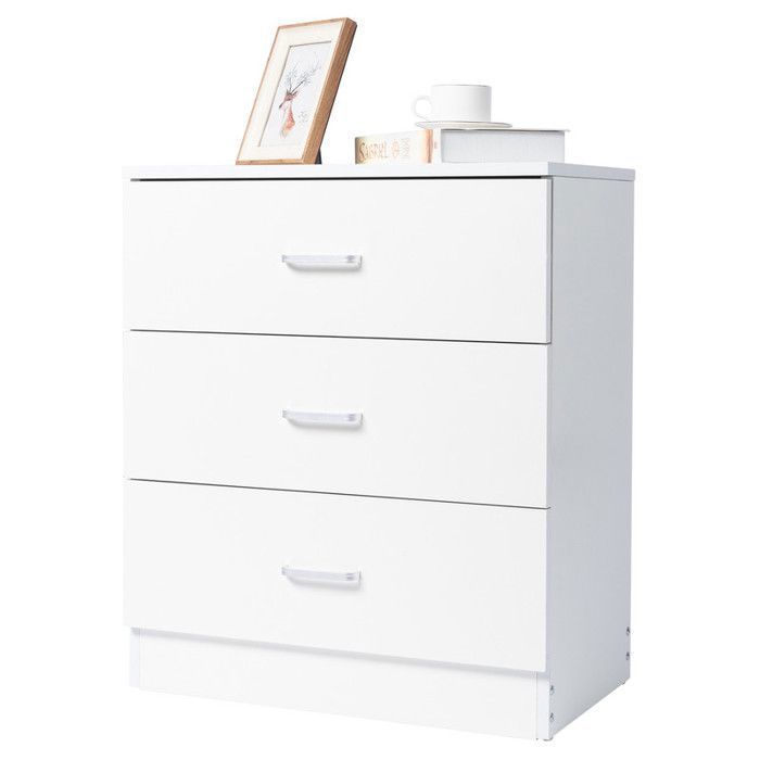 Commode 3 tiroirs - Buffet bas scandinave - Blanc - 56 x 33 x 66 cm Commode 3 tiroirs - Buffet bas scandinave - Blanc - 56 x 33 x 66 cm