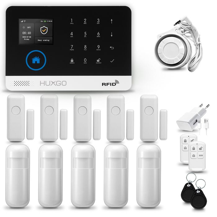 Alarme Sans Fil Complète Meian - Avec Centrale, Sirène 110 DB, SMS, Télécommandes, Occasion