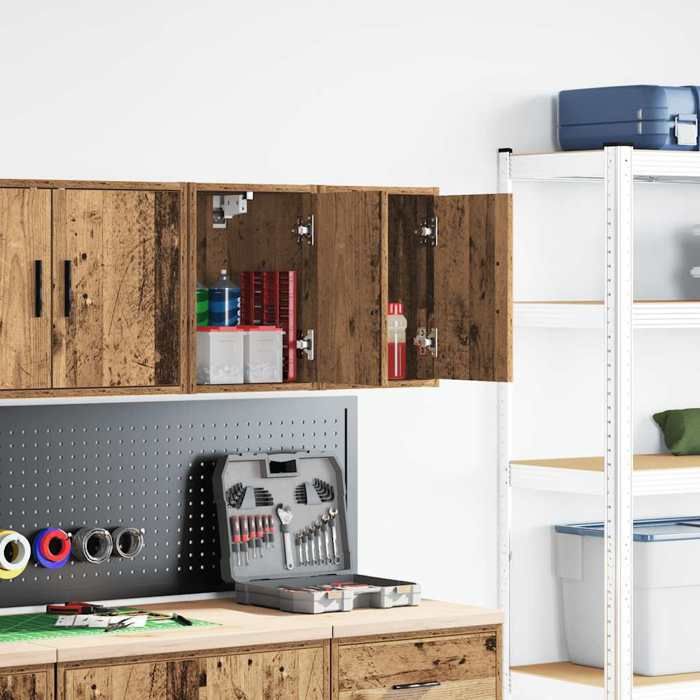 vidaXL Armoires murales de garage 2 pcs Vieux bois