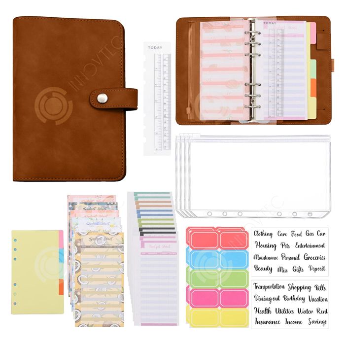 Classeur budget A6,carnet budget, carnet enveloppe budget agenda budget avec enveloppe avec fermeture boucle,brun-JOURNAL INTIME - Beaux-Arts et Loisirs créatifs