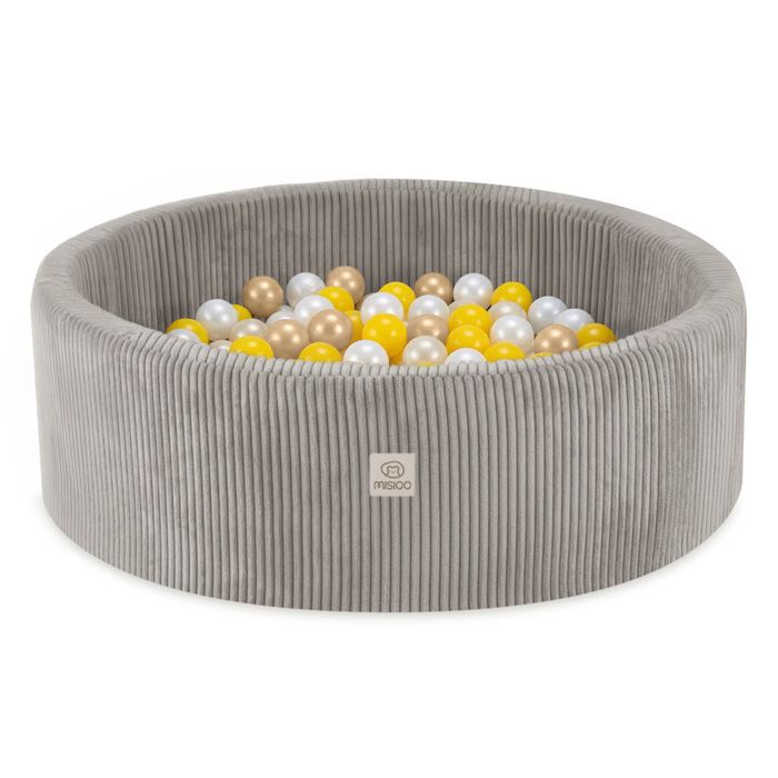 Aire De Jeux Mousse KiddyMoon - Piscine à Balles 200 Balles - Blanc/Gris/Menthe - Pour Bébé