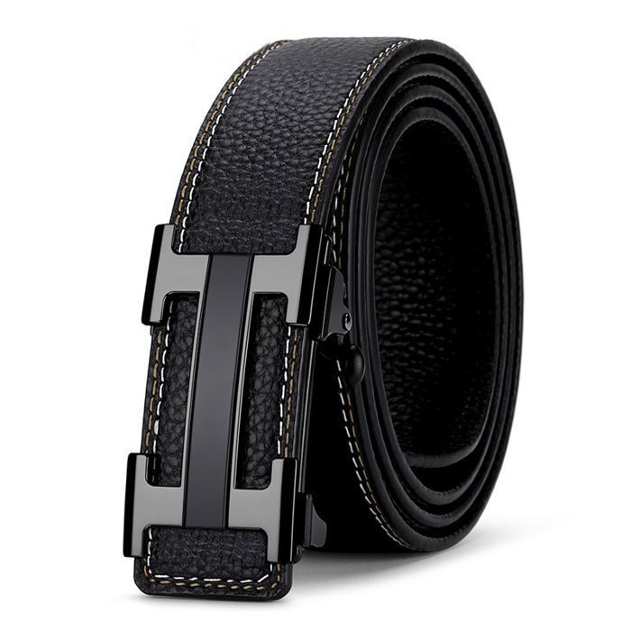 Ceinture Homme Cuir Buffle Noir Sans Boucle 38mm - Raccourcissable 135cm Longueur, Épaisseur 3-4mm