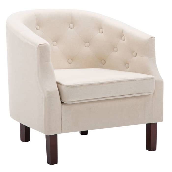 Fauteuil beige - 65 x 64 x 65 cm revêtement en tissu + pieds en bois dhévéa 1997963