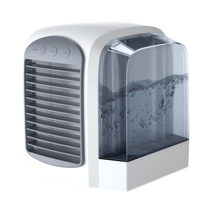 Ventilateur climatiseur portable USB 3 vitesses 380ml mini refroidisseur d’air silencieux usage bureau & maison 17x152x157cm - Prumya