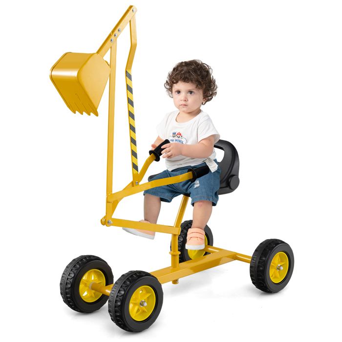 Tractopelle Enfant COSTWAY Avec Pelle Réglable Et Son Moteur - Charge 15kg, Bloc Anti-basculement, Pour 19-36 Mois Jouet Extérieur Intérieur