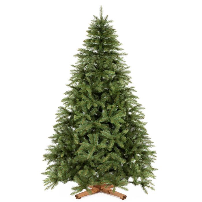 Sapin De Noël Artificiel Pin Avec Tronc Naturel – Hauteur 220 Cm, Branches Flexibles, Support Et Tissu De Jute Inclus