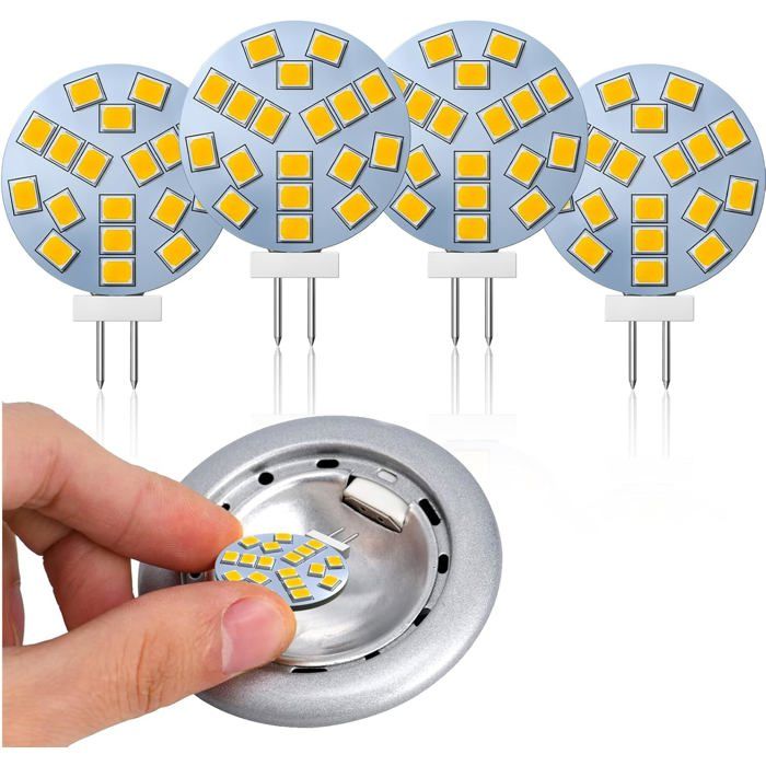 KAL-Ampoule G4 Led 2W Équivalent Ampoule Halogène 20W Ac/Dc 12V 220Lm Blanc Chaud 2700K 18 * 2835 Smd G4 Ampoule Ronde Led Pour