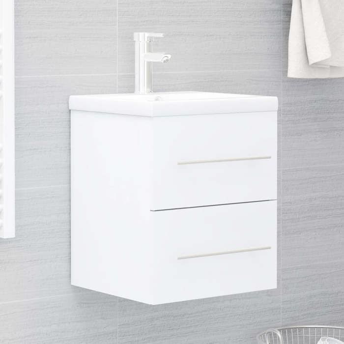Armoire dévier avec lavabo intégré - vidaXL - Blanc - Aggloméré - 41x38 5x48 cm - Lavabo en céramique - 42x39x18 cm