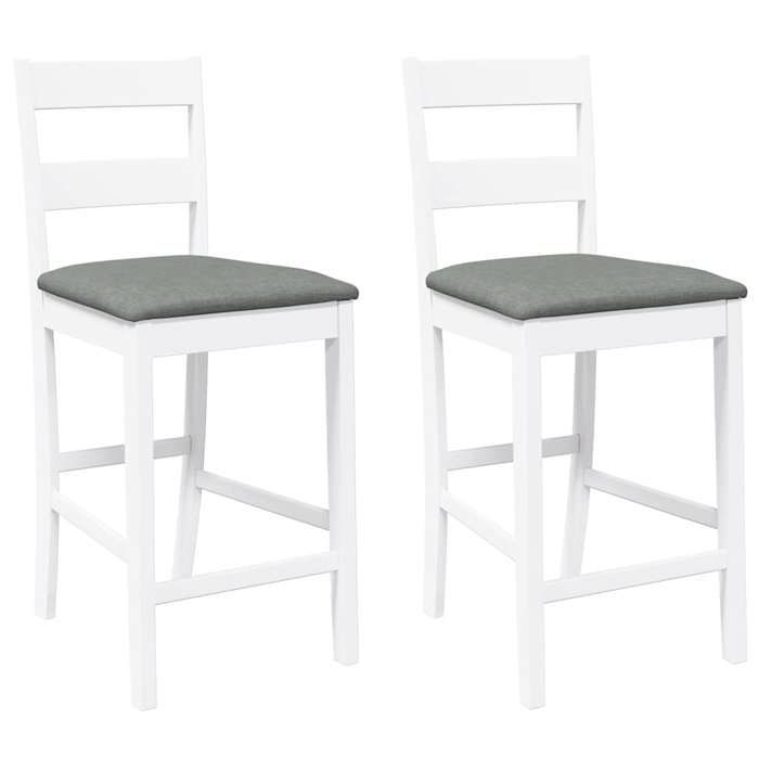 Tabourets de bar en bois dhévéa - CLARENCE - 2 pièces - Blanc et gris - 41 5 x 48 x 95 cm - Hauteur du siège 60 cm