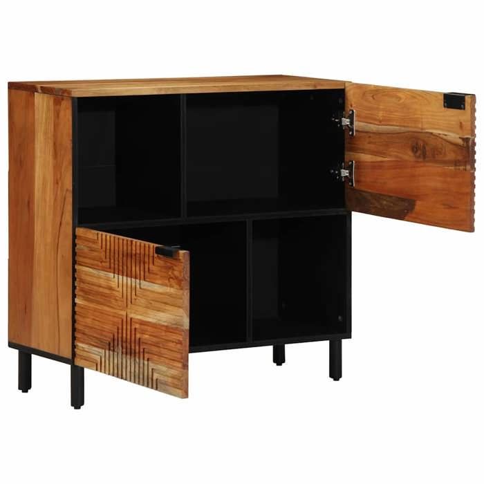 Buffet en bois dacacia - GKO - 80x33 5x75 cm - Naturel - Bois dacacia massif - 4 étagères - 2 portes - Usage intérieur