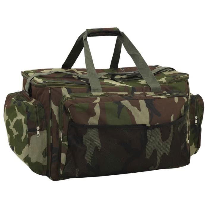 Sac de pêche imperméable - vidaXL - Vert camouflage - Tissu Oxford 600D - 57x35x34 cm - Bandoulière réglable - Étanche