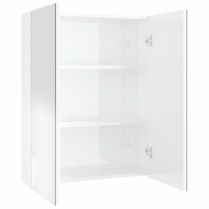 SALE 2026Armoire Suspendue/Meuble WC - Armoire à miroir de salle de bain 60x15x75cm MDF Blanc brillant 19.9 Kg 8019584