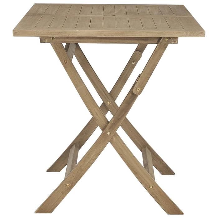Black Friday Table à dîner de jardin BURKE 2/4 PERSONNES pliante gris 120x70x75 cm bois de teck solide TTT298