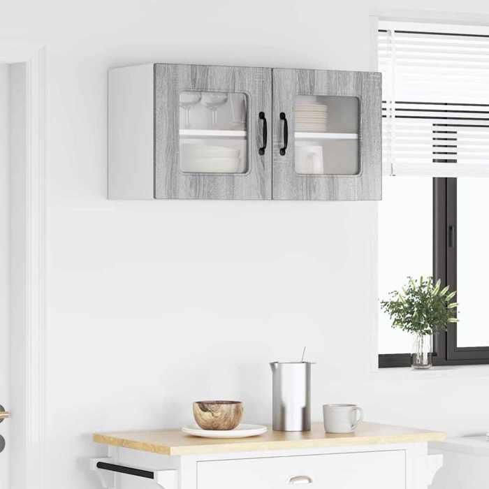 UU*TOP Placard mural de cuisine - moderne Armoire suspendue - avec porte - Gris Sonoma 80x31x40 cm - CC900