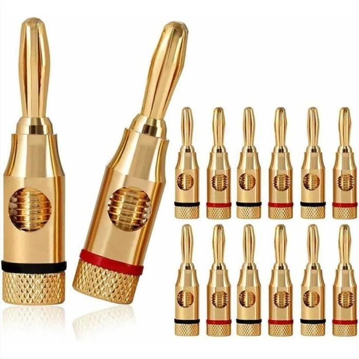 12pcs Fiches BananesPremium 24K Connecteur Plaqué Or pour HiFi Haut-ParleurCâble EnceinteHome CinemaSpeaker Cable