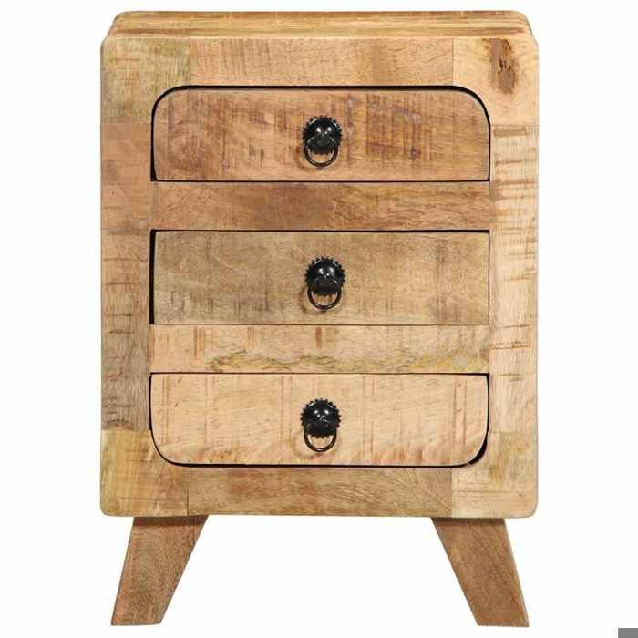 En solde 1x Armoire de nuit moderne - UU - Petit commode/placard - 37x32x50 cm bois de manguier massif brut L3137