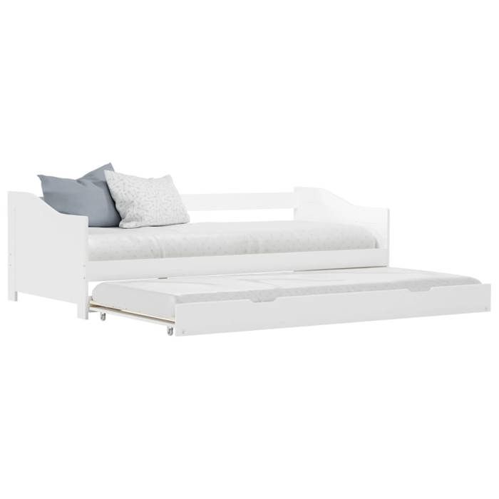 Blanc Cadre de lit extensible sans matelas blanc bois de pin 90x200cm - Lit chambre H12500