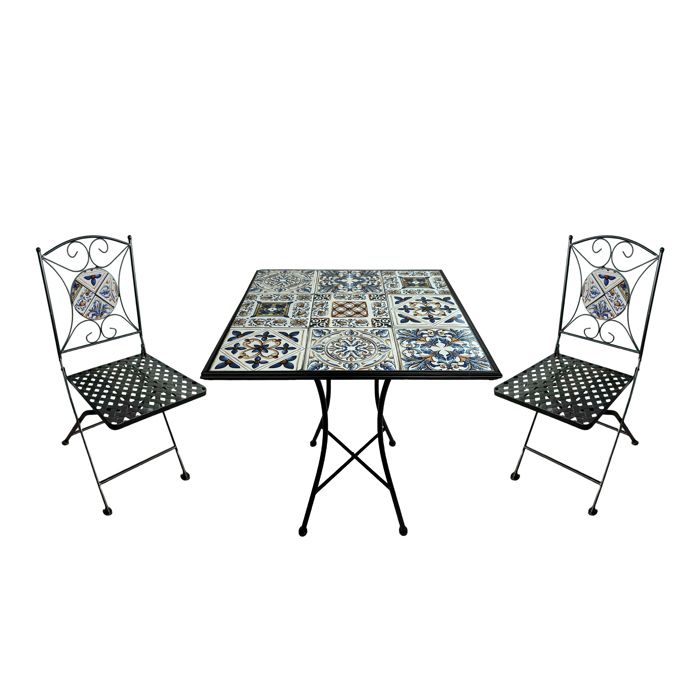 AXI Camilla Table et Chaise Bistrot 2 Chaises 1 Table Ensemble Bistro Extérieur Mosaique Bleu Clair - Salon de Jardin Bistrot AXI Camilla Table et Chaise Bistrot 2 Chaises 1 Table Ensemble Bistro Extérieur Mosaique Bleu Clair - Salon de Jardin Bistrot