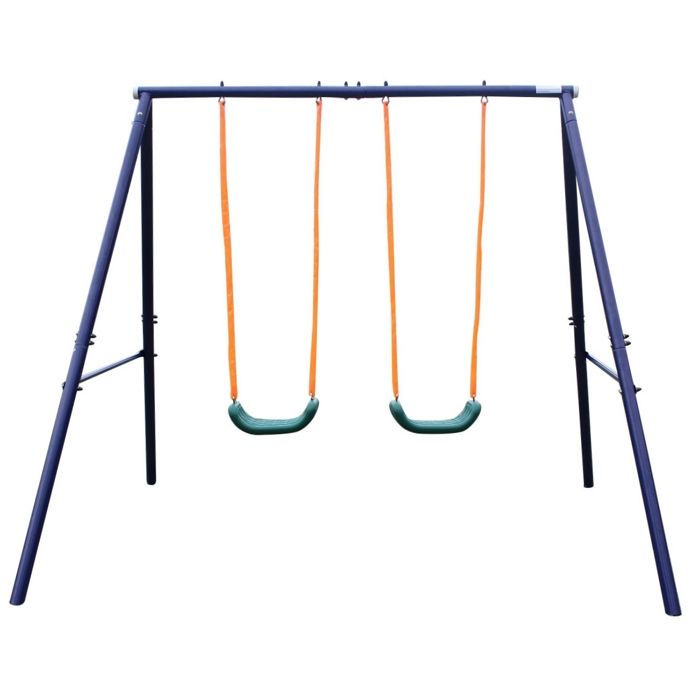 Balançoire En Bois Wickey Sky Dancer Prime – Portique Double Avec Sièges Réglables, Pour Jardin, Norme DIN EN 71, Bois Massif Traité Autoclave, Cadeau Pour Enfants