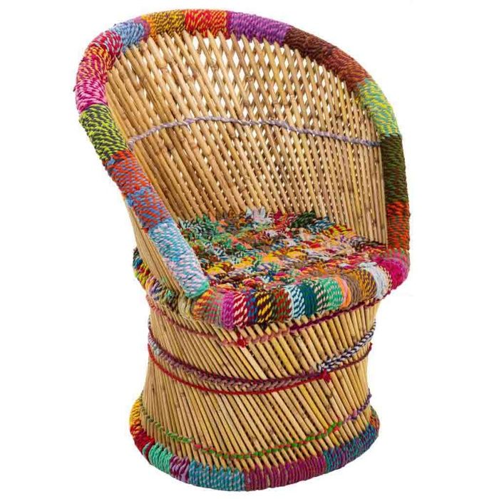 Fauteuil en bambou et corde naturelle 60x46x80h Fauteuil en bambou et corde naturelle 60x46x80h