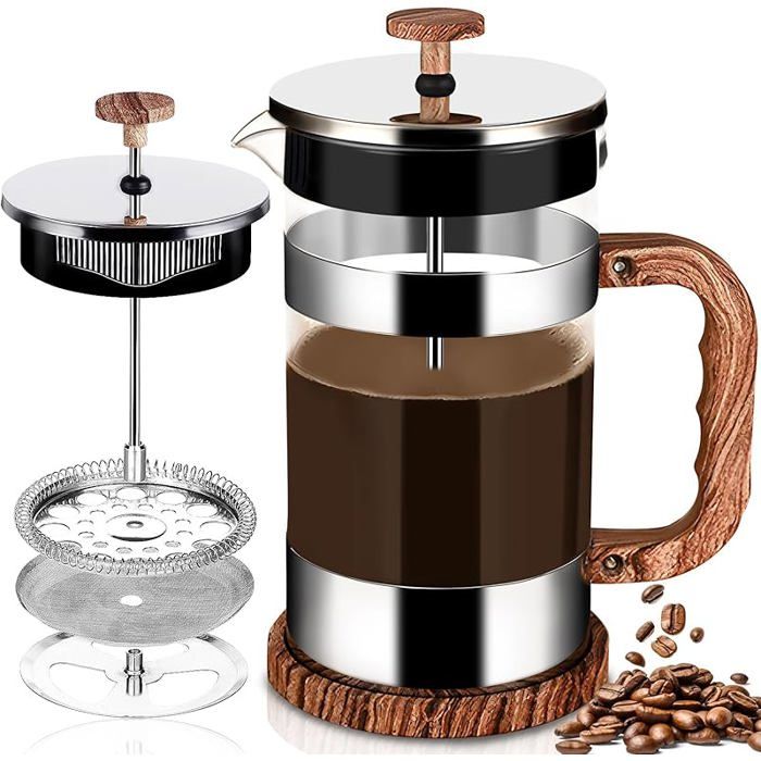 Cafetière à Piston 1000ML Français Presse Café en Verre Cafetière à Presse Verre Résistant à La Chaur Avec