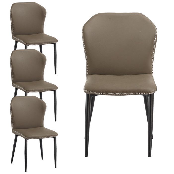 Chaise de salle à manger - YIDATONG - Lot de 4 - Similicuir (PU) - Scandinave - Kaki assise 42 5 cm