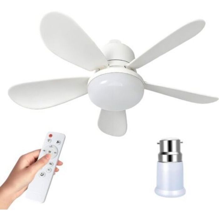 Ventilateur de Plafond avec Lumière et TelecommandeE27/B22 LED Ventilateur Dimmable Plafonnier52cm Ampoule Ventilateur Plafond
