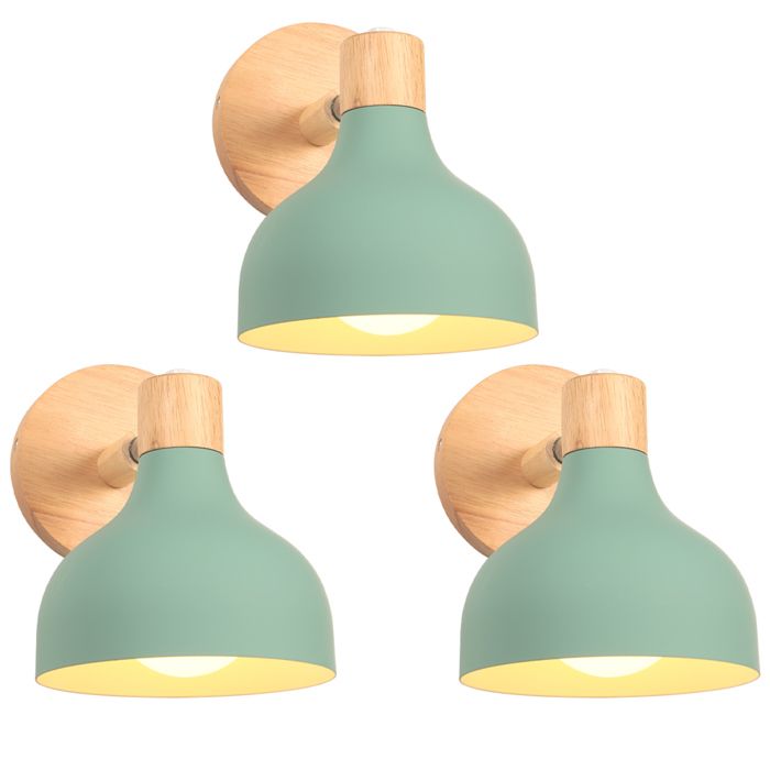iDEGU 3x Applique Murale Intérieur Vintage E27 Moderne Lampe Murale Industriel en Bois Métal 15cm Éclairage Murale Réglable Spot LED