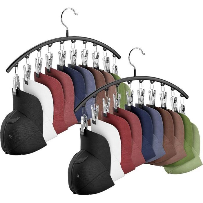 Lot de 2 cintres à chapeaux métal – rangement casquettes & accessoires idéal placard cadeau homme/femme