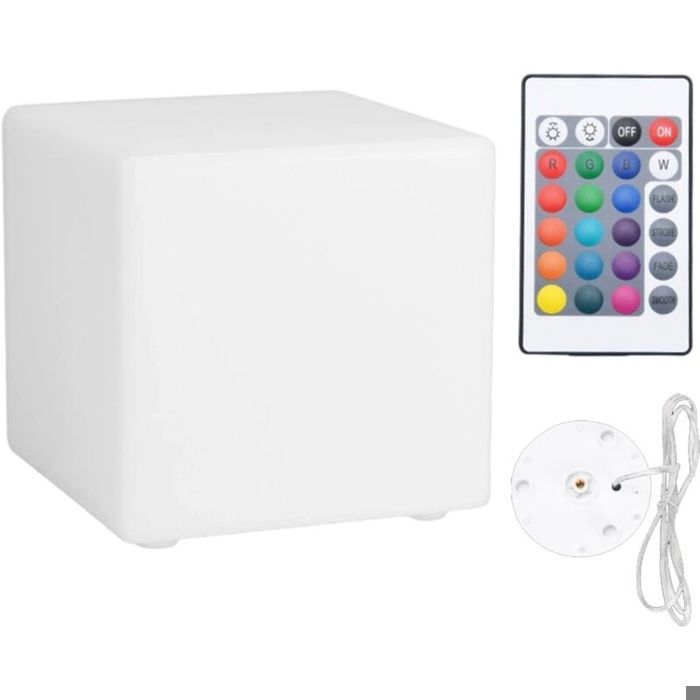 Lampe cube LED rechargeable - 7 couleurs Télécommande - 25x25x25 cm 220V
