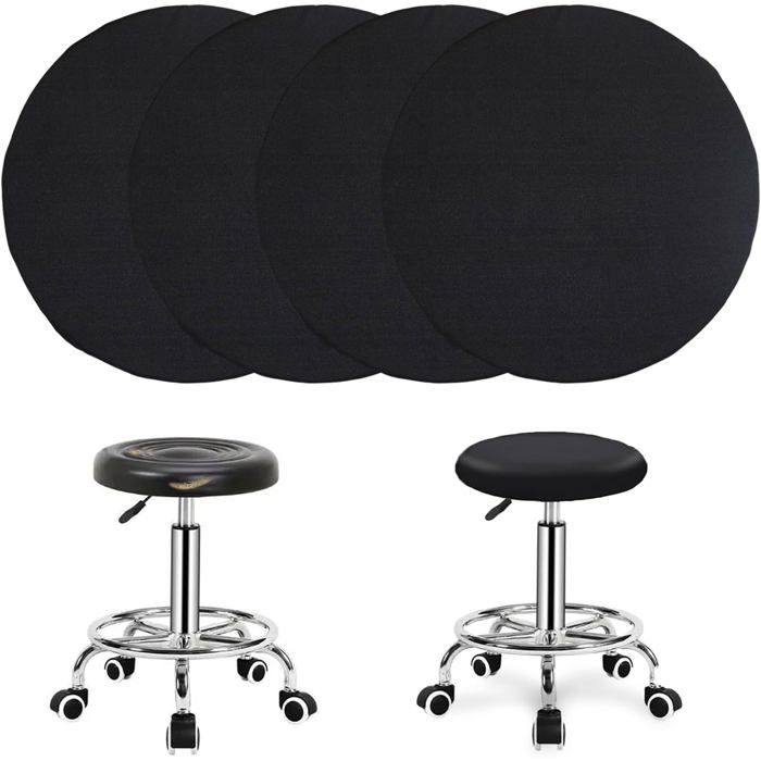 Housse Tabouret Rond Lot de 4 Housse Chaise Bar Extensible Diamètre 35-45 cm Housses de Tabouret Noir Facile dentretien Lavable