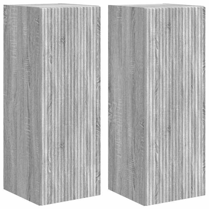 Lot de 2 Meubles TV muraux - vidaXL - TV suspendu - bois dingénierie - gris sonoma - 30 x 31 x 80 cm - 2 portes - 6 étagères{qdl90i