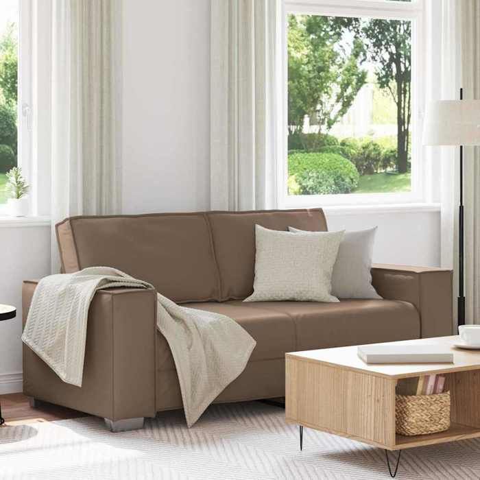 Sofa intérieure moderne vidaXL Canapé deux places Cappuccino 180 cm Simili cuir(14536）