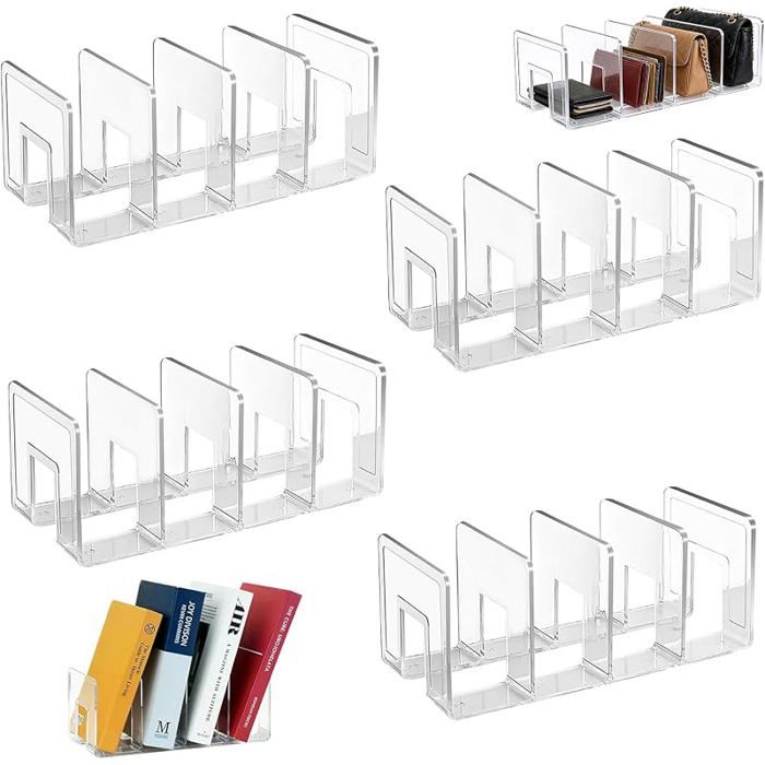 4 Porte Revue TransparentAcrylique Porte Revue Bureau 32cmTransparent Range Document4 Compartiments 4 Pièces