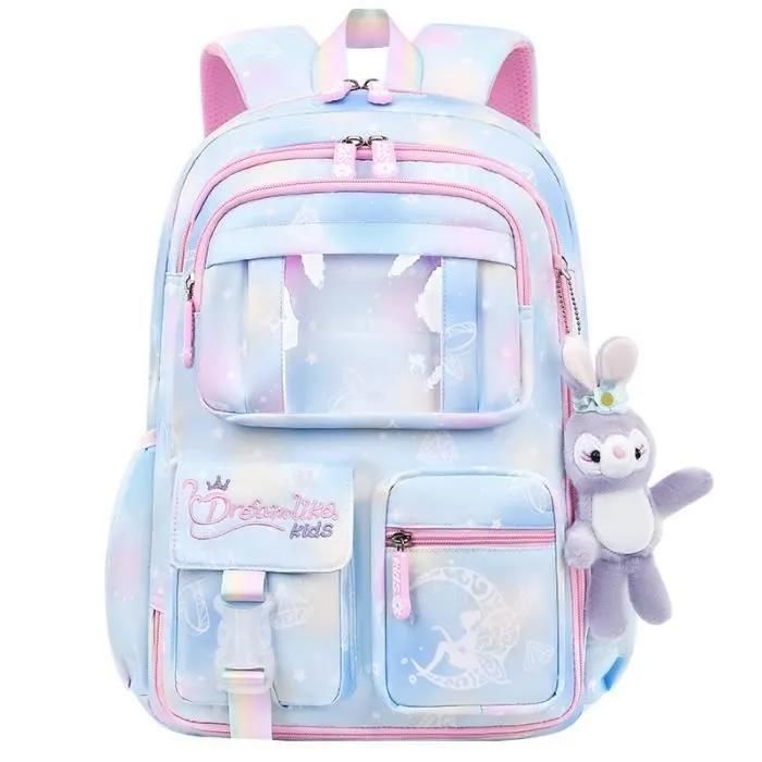 XJYDNCG Cartable Fille Primaire - Sac À Dos Scolaire Enfant - 46x30x19cm - Bleu
