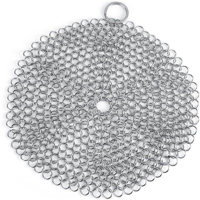 Ensemble de Nettoyant en Fonte en Acier Inoxydable Epurateur de Cotte de Mailles pour Poole en Fonte