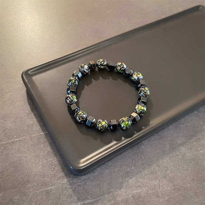 Bracelet Homme en Hématite Colorée Bijoux Homme Style Minimaliste - Noir