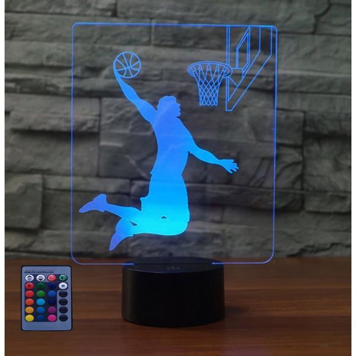 3D Basketball LED Lampe Art Déco Lampe Lumières LED Décoration Lampes Veilleuse Contrôle à distance 7/16 Couleurs Alimenté par USB