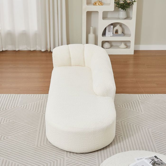 Canapé - SOGEU - Chaiselongue Chenille - Dossier ondulé - Revêtement chenille - Relax 2 places - Crème
