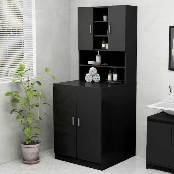 Meuble pour machine à laver Noir 70 5x25 5x90 cm - Cadre durable - design élégant(7709)