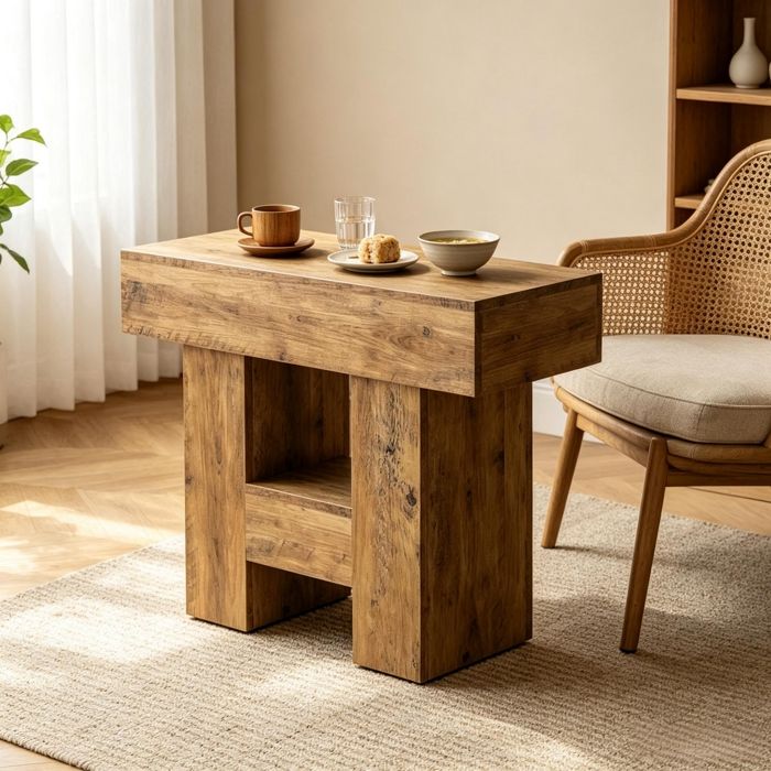 Table console de ferme de 80 cm-table de canapé- meuble dentrée avec étagères de rangement pour couloir- foyer-salon