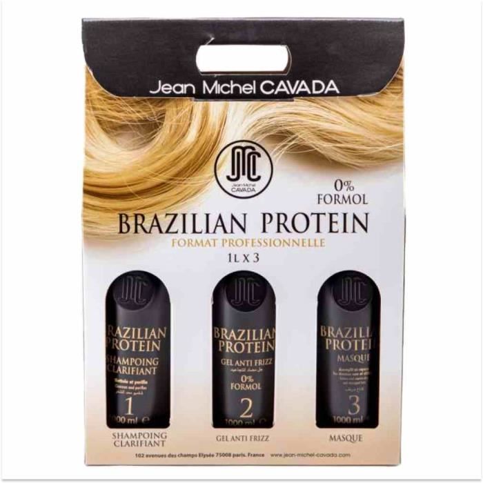 Jean Michel Cavada Brazilian Proteine Shampoing 150ml + Gel Anti Frizz 150ml + Masque 150ml