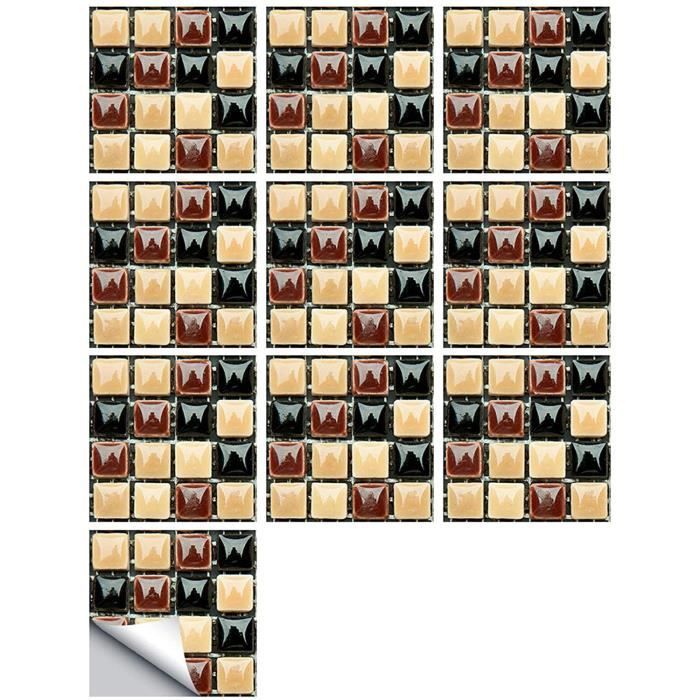 OYASIMI 10 PCS Carreaux Dosseret Adhésifs Peel & Stick – Style Pierre Naturelle Dolomite, Étanche & Résistant Chaleur, 30.5x30.5 Cm, Idéal Cuisine & Salle De Bain