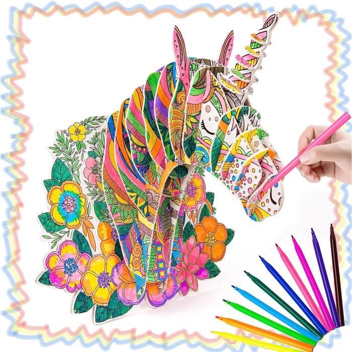 McNory Kit Peinture Licorne 3D - Ensemble Créatif Colorier Licorne Pour Enfants 3-8 Ans - Cadeau Anniversaire