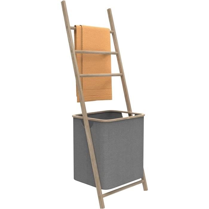 VidaXL Échelle à Serviettes Double 4 Échelons En Bambou 90x50x100 Cm - Porte-Serviette Élégant Pour Salle De Bain