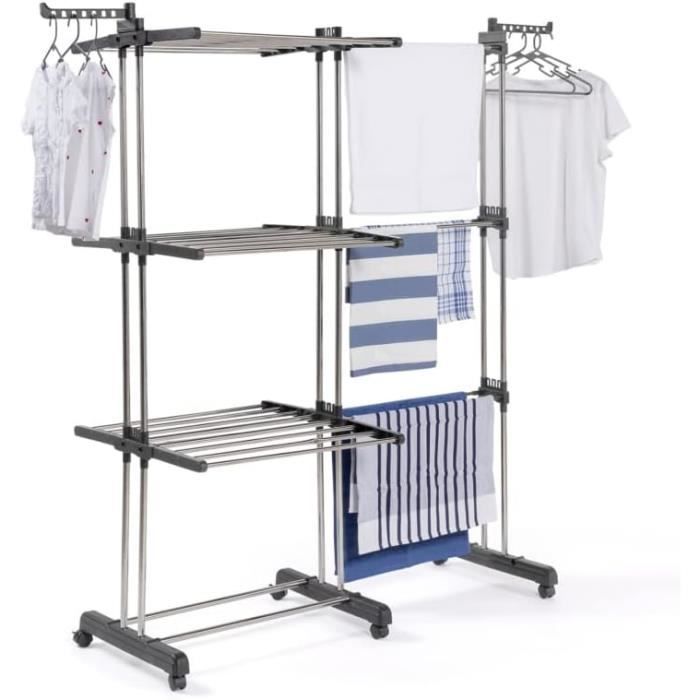Séchoir étendoir à linge extensible pour balcon et radiateur 3 à 5m