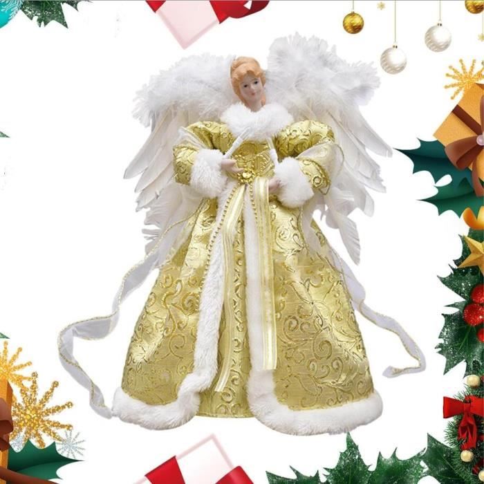 Cime De Sapin En Ange Lumineux – Décorations Noël LED – 30 Cm, Plumes Blanches – Pour Sommet D’arbre Ou Déco De Fête