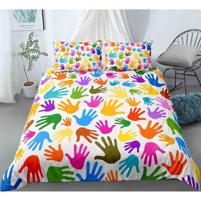 Housse De Couette 1-2 Personne 3D Fleur De Plante Multicolore Parure De