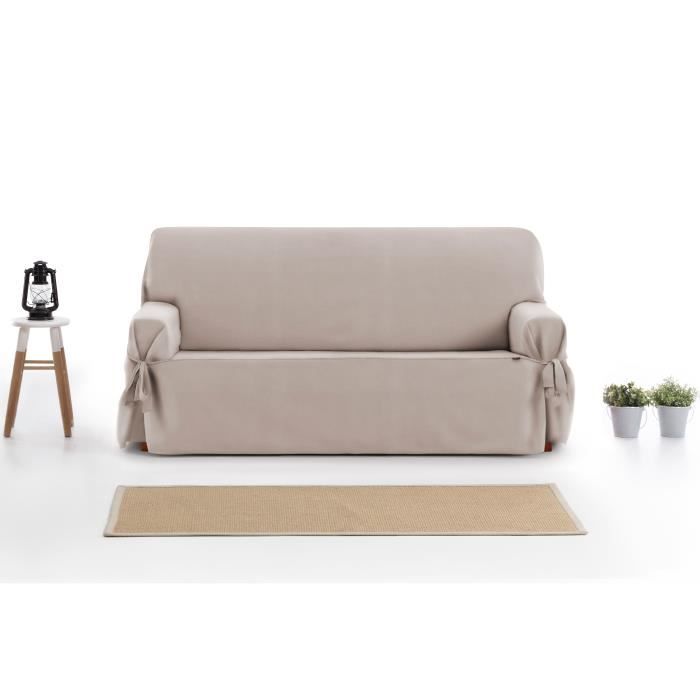 Housse Canapé Lacets Leire 3 places (180-220cm) couleur: Beige (11). COMPOSITION : 65% Coton - 35% Polyestère